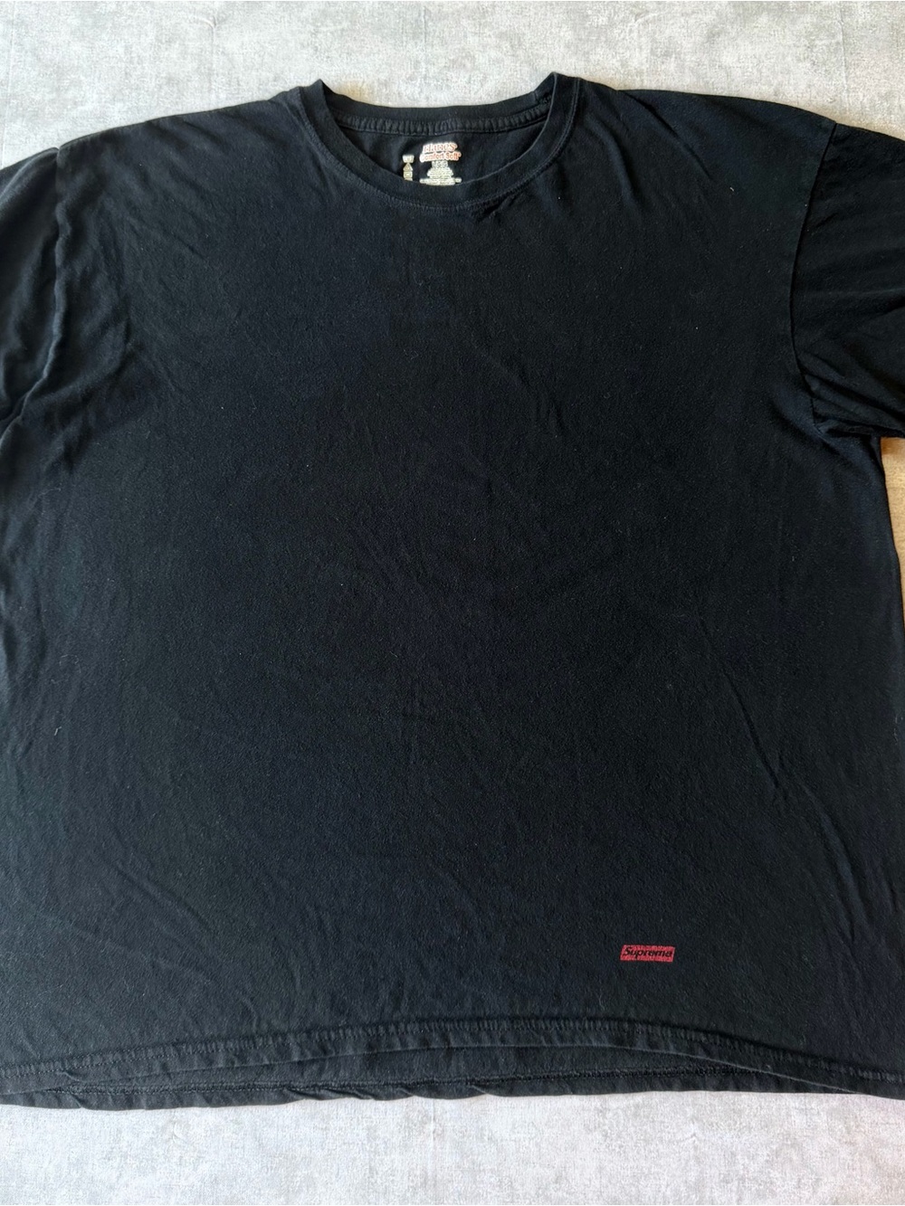 Supreme Hanes Black Short Sleeve Tee with Small Red Box Logo